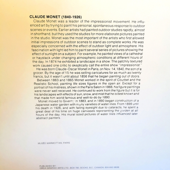 Claude Mone's "Sunrise" Art Print with "Waterlilies" Letters & Envelopes - Picture 4 of 5